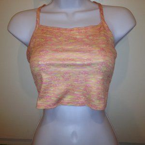 XS Orange Patterned Crop Halter